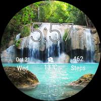 Watch Face Waterfall Wallpaper- Wear OS Smartwatch 스크린샷 1
