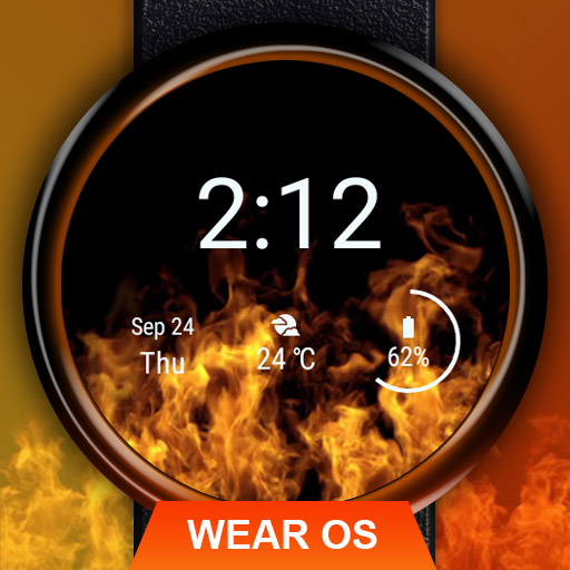 Watch Face: Flames - Wear OS Smartwatch - Animated