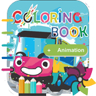 Coloring Book Cartoon Bus biểu tượng