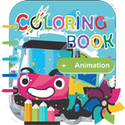 Coloring Book Cartoon Bus icône