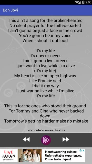 Bon Jovi It S My Life Music With Full Of Lyric For Android Apk Download
