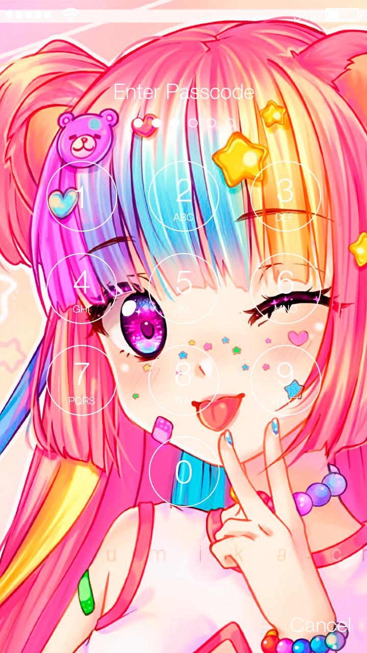 Cute Little Girl Kawaii Rainbow Screen Lock para Android - APK Baixar