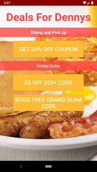 Denny's Best Deals - 20% OFF ENTIRE CHECK & $5 OFF APK pour ...