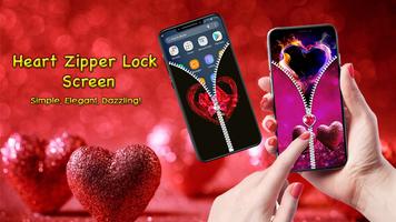 Heart Zipper Lock Screen Affiche