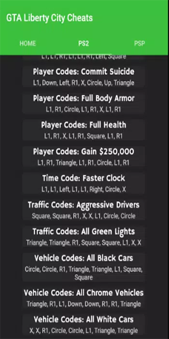 Grand Theft Auto: Liberty City Stories Cheats & Cheat Codes for