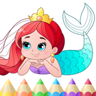 Mermaid coloring book gradient ikon