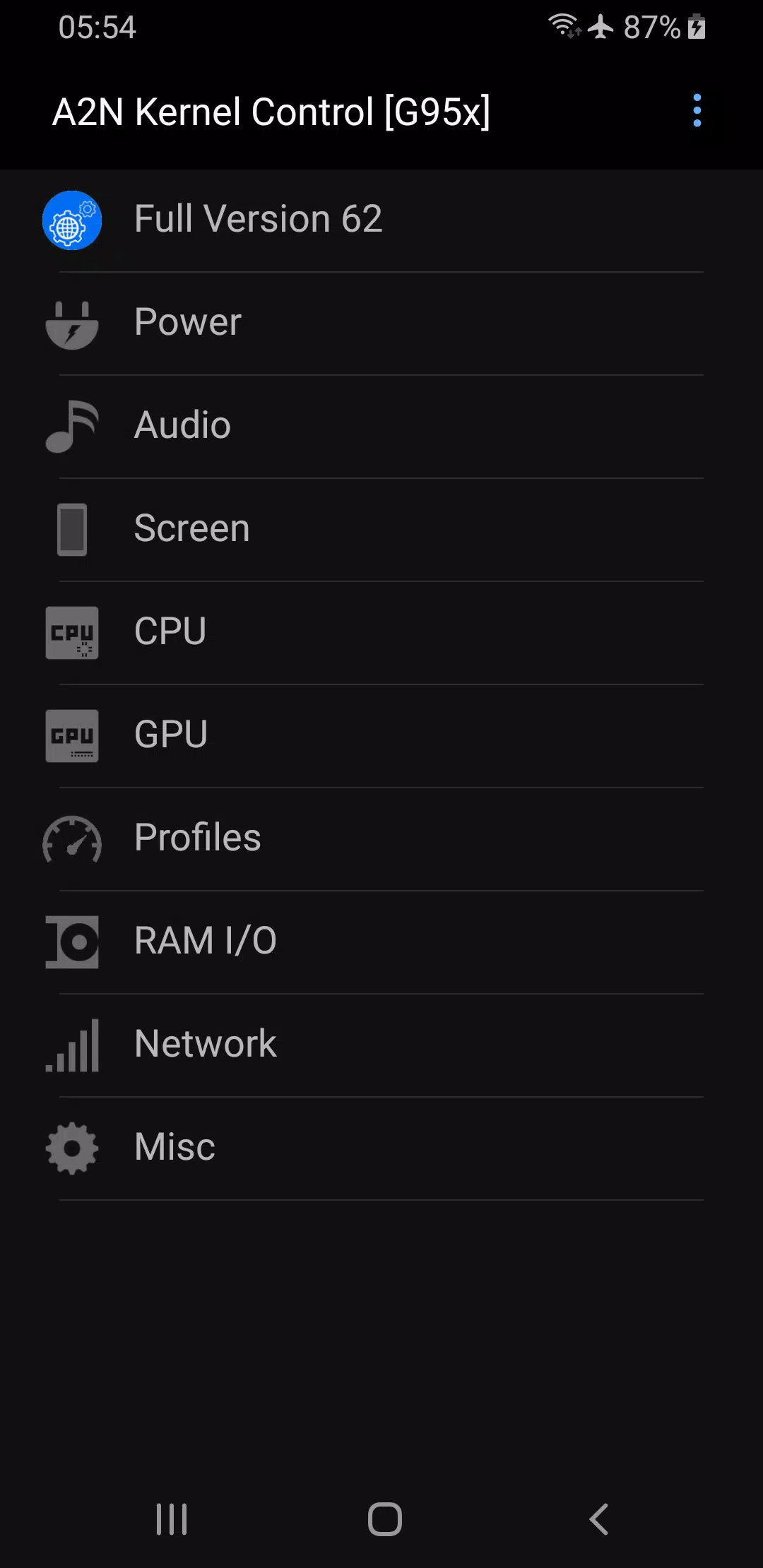 Was Ist 0 Hoch 2 A2N Kernel Control S8/S8+/N8 Neueste Version 63 für Android