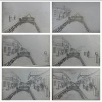 Easy steps to draw bridges with a pencil постер