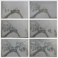 Easy steps to draw bridges with a pencil Cartaz