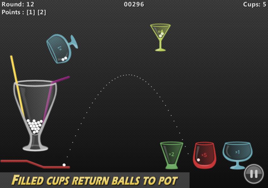 Fill the cup. U Cup is filled with balls.