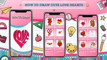 Learn how to draw hearts step  poster
