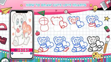 Learn how to draw hearts step  screenshot 2