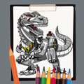 Mecha Dinosaur Coloring Book