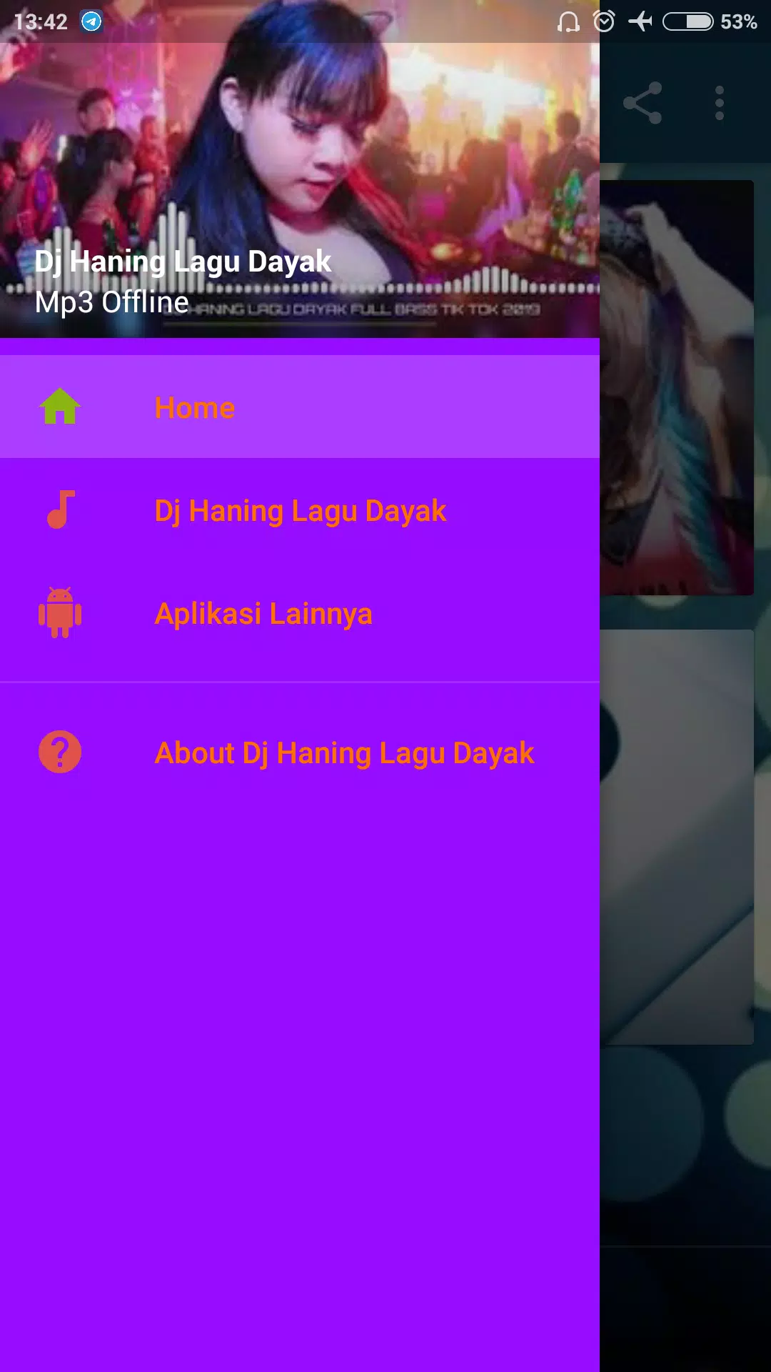 Dj Haning Lagu Dayak Full Bass Offline APK untuk Unduhan Android
