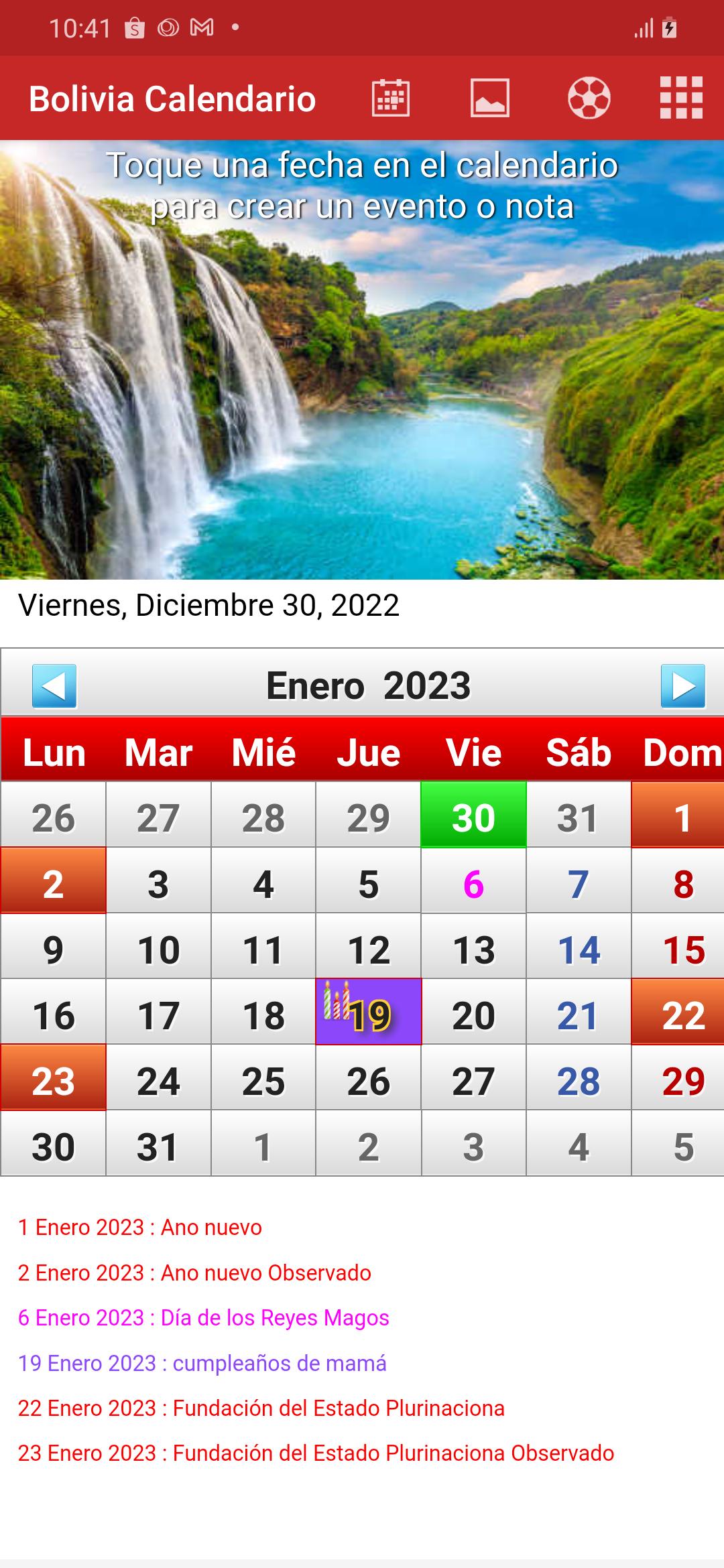 Bolivia Calendario APK pour Android Télécharger