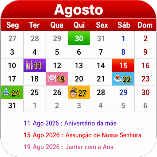 Portugal Calendário 2026