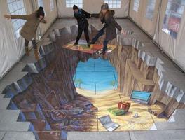 Plancher chromé 3D Affiche