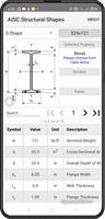 AISC Structural Steel Shapes تصوير الشاشة 3
