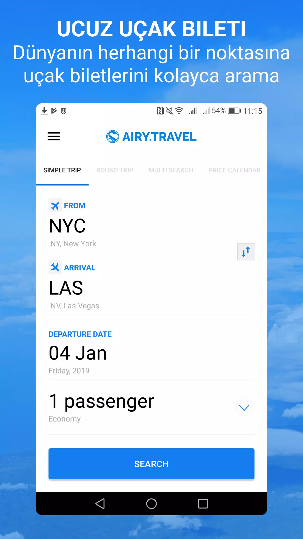 Android İndirme için Ucuz Uçak Bileti Ara - Airy.Travel APK