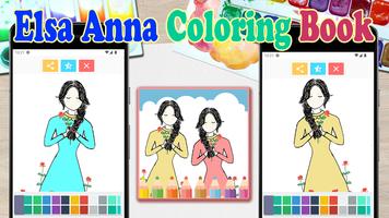 Elsa and Anna Coloring Book الملصق