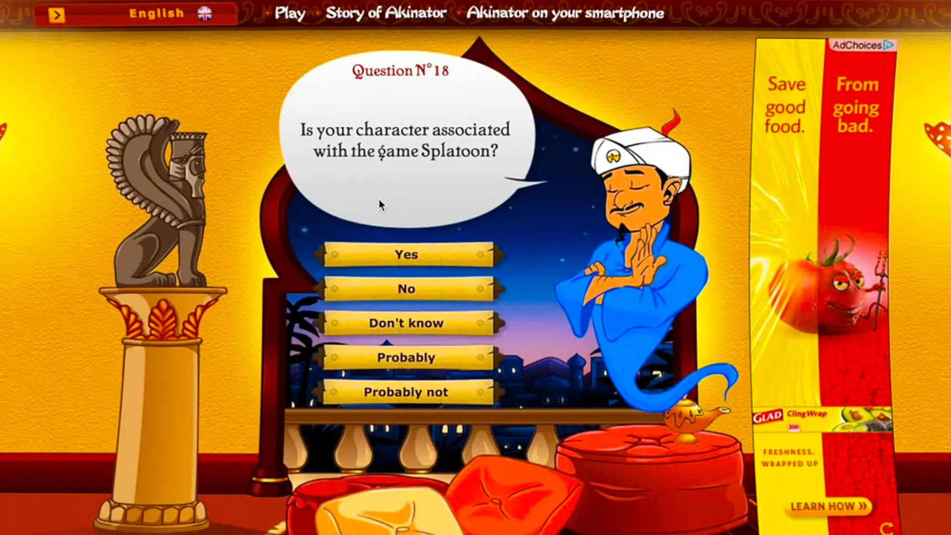 Jogo Akinator online. Jogar gratis