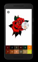 Red Roses Tattoo Pixel Art Color By Number screenshot 3