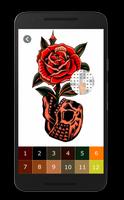 Red Roses Tattoo Pixel Art Color By Number screenshot 1
