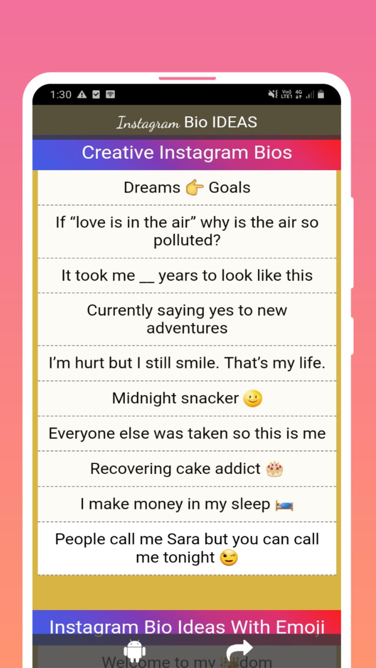 Instagram Bio Ideas 1000 Bio Cool Cute Funny For Android Apk Download - funny roblox bios copy and paste