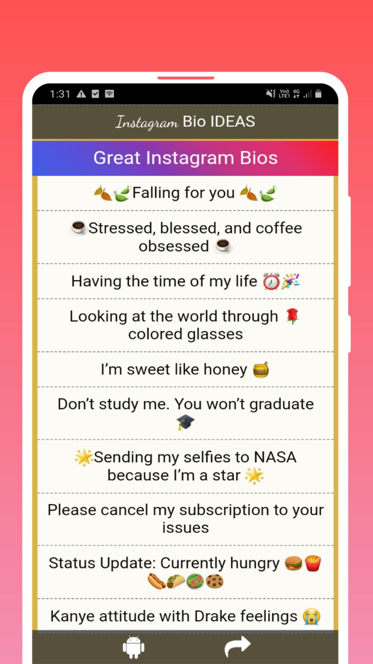 Instagram Bio Ideas 1000 Bio Cool Cute Funny For Android Apk Download - funny roblox bios copy and paste