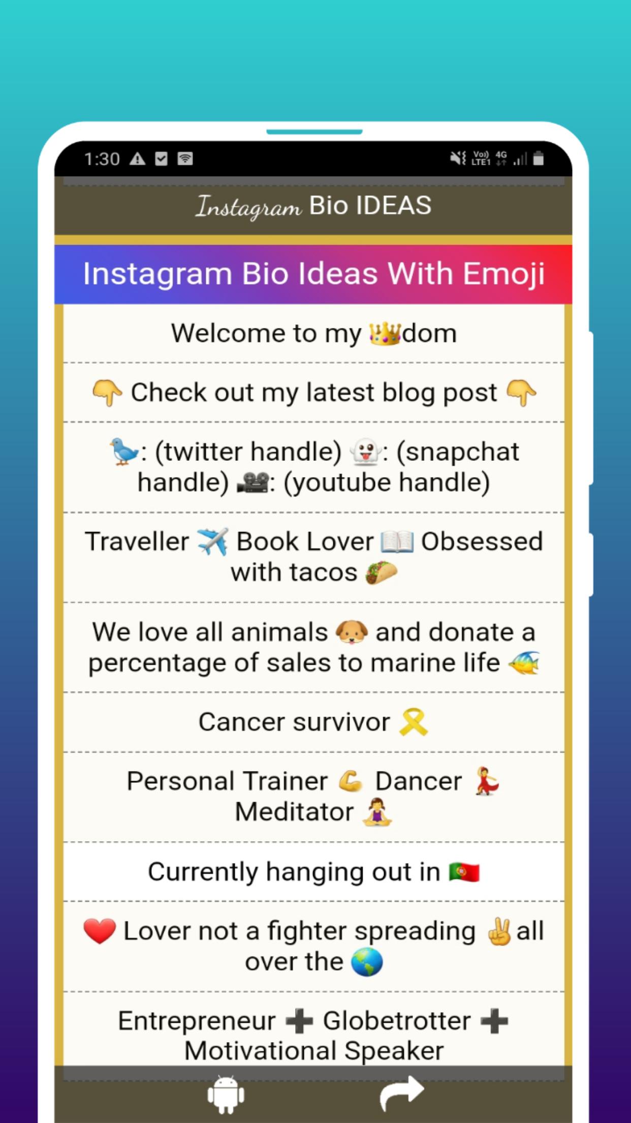 Instagram Bio Ideas 1000 Bio Cool Cute Funny For Android Apk Download - roblox bio