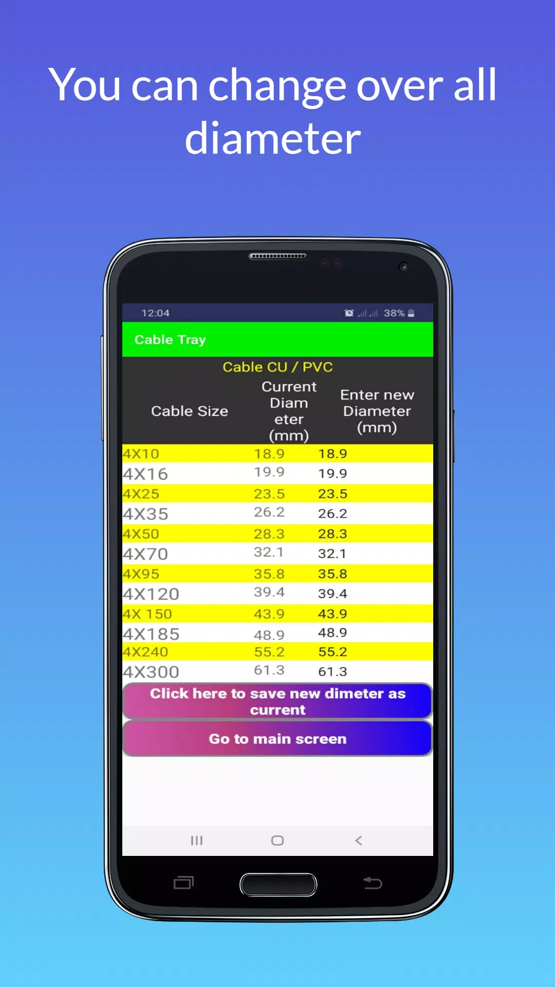 Cable Trays Size Calculator For Android