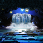 Night 3D Waterfall Wallpaper icône