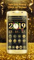 Reloj analógico año nuevo Lanzacohetes Poster
