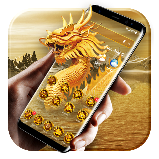 Golden dragon Тема Launcher бесплатно