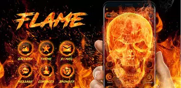 Flaming skull Тема Launcher бесплатно