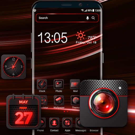 Red aurora Launcher theme for you
