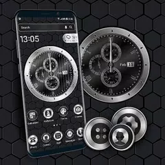 Black Analog Clock Launcher Theme 2019 APK download