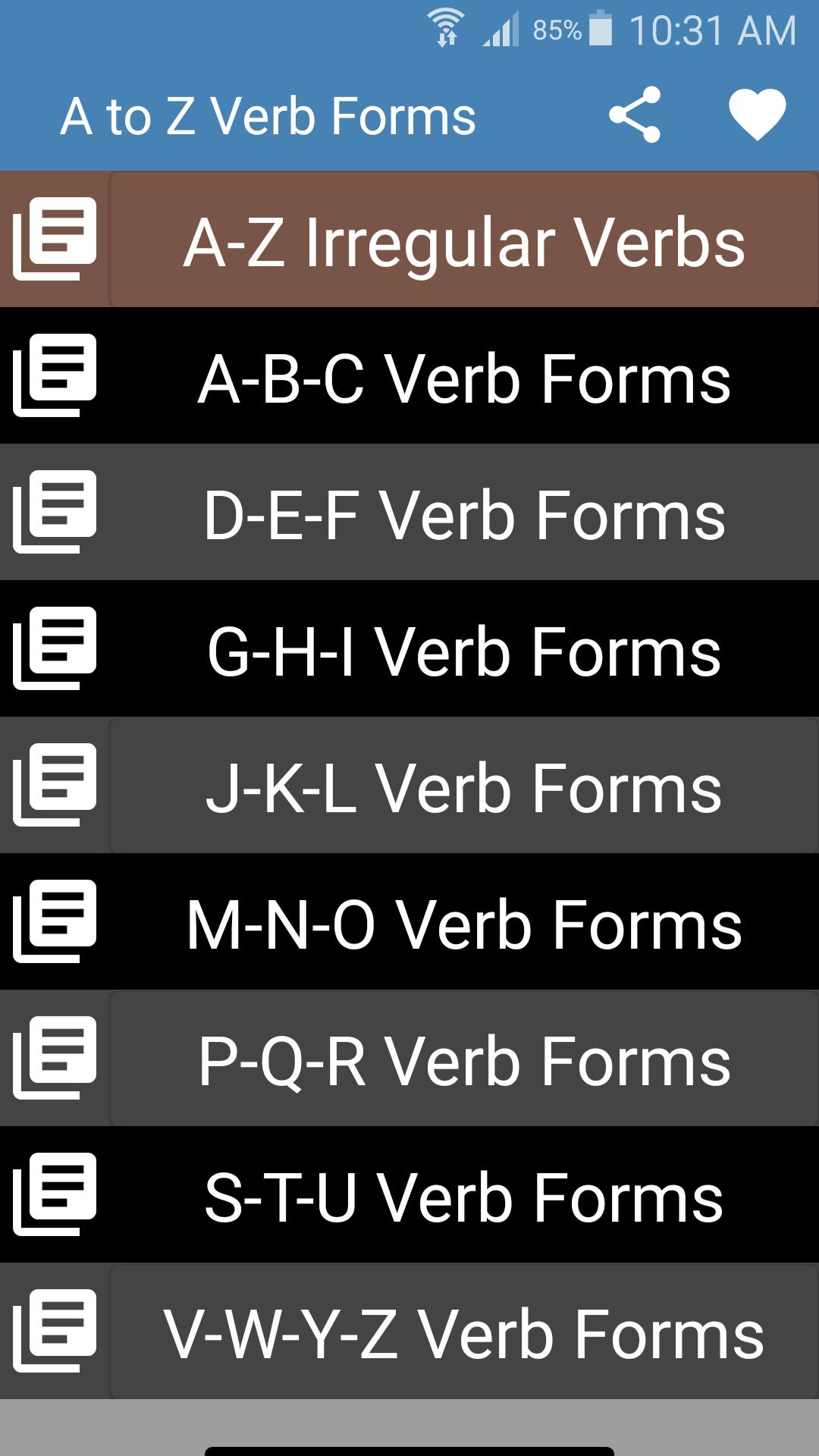 A To Z English Verb Forms For Android Apk Download