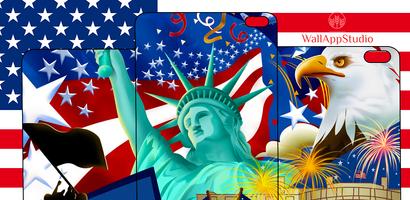 American Flag Wallpaper Affiche