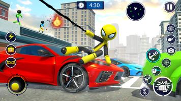 Spider Stickman Rope Hero Game poster