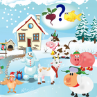 Well-fed farm. Winter. icon