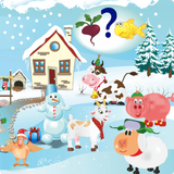 Well-fed farm. Winter. icon