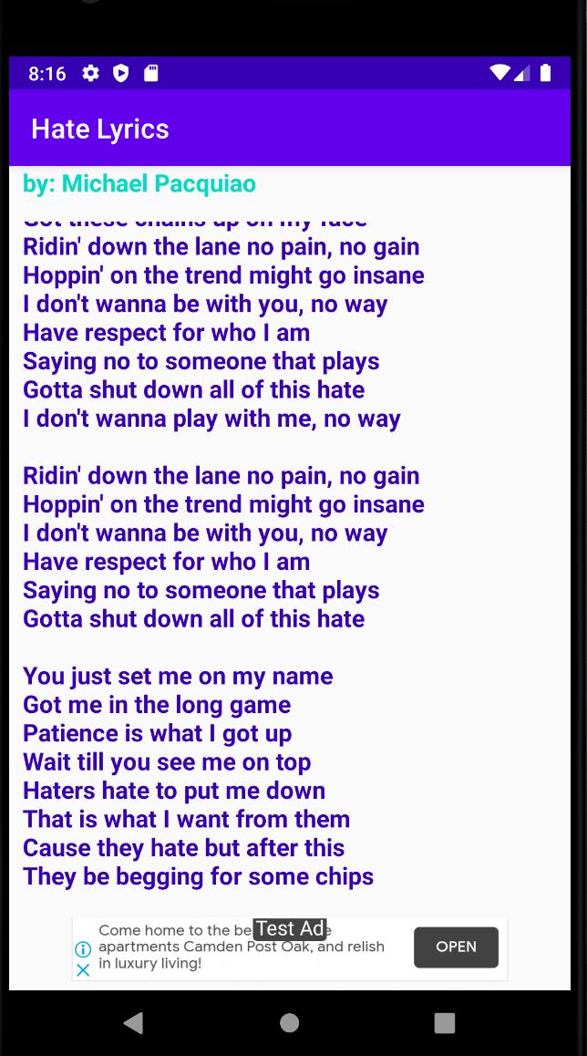 Hate Lyrics By Michael Pacquiao For Android Apk Download Hate Lyrics By Michael Pacquiao For Android Apk Download