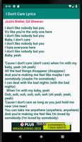 I Don't Care Lyrics تصوير الشاشة 2