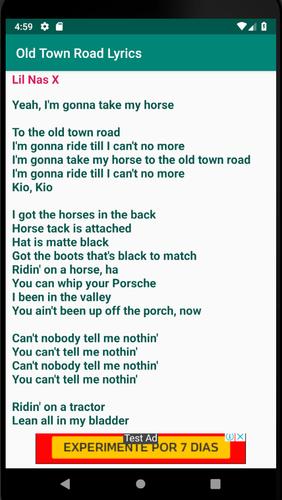Old Town Road Lyrics For Android Apk Download - old town road roblox password