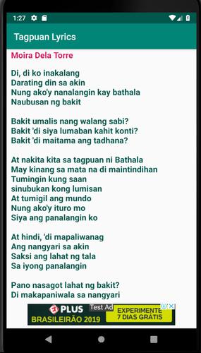 English tagpuan lyrics Moira Dela