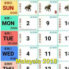 Kalendar Malaysia 2018 Zeichen