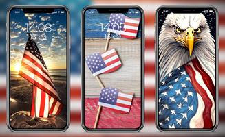 American Flag Wallpaper Affiche