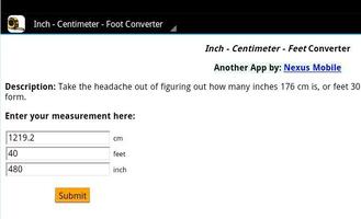 Inch/cm/Foot Conversion poster