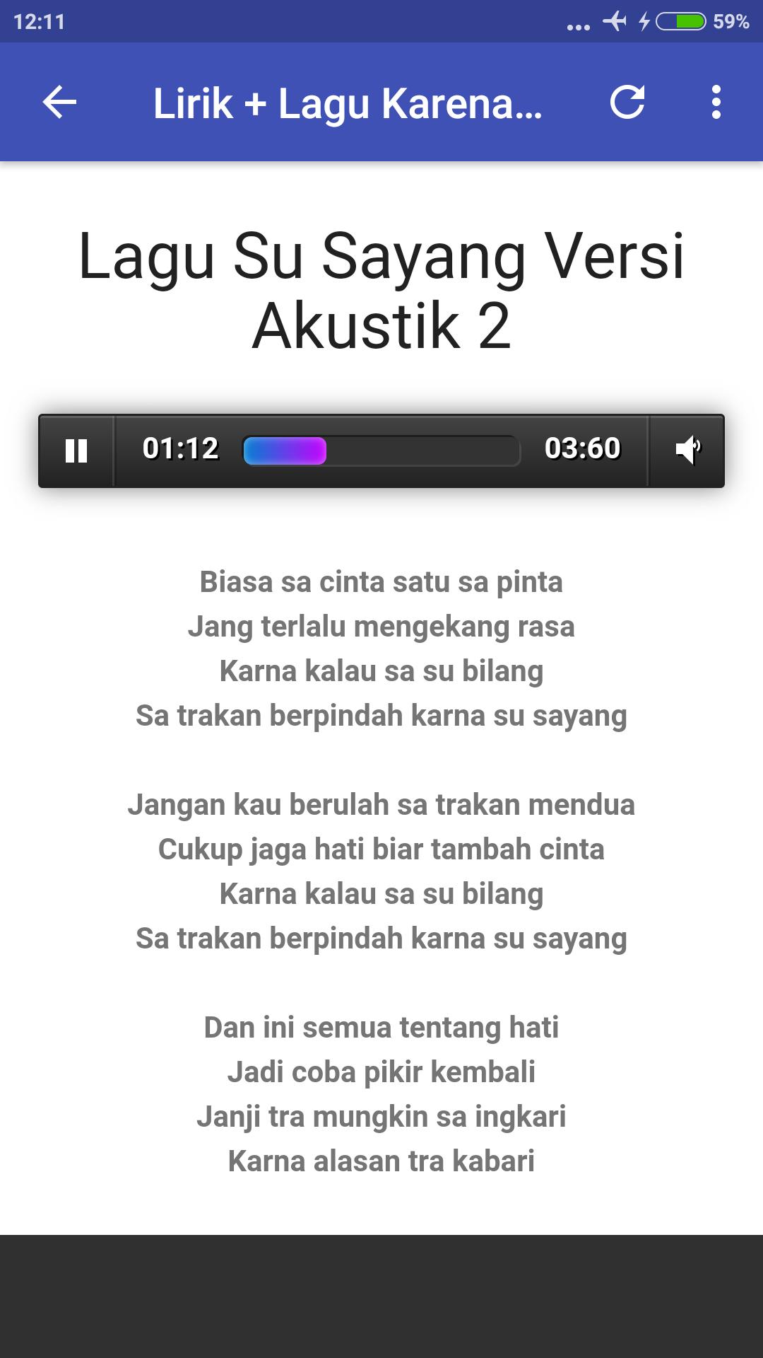 Lagu Karna Su Sayang Mp3 Lirik For Android Apk Download